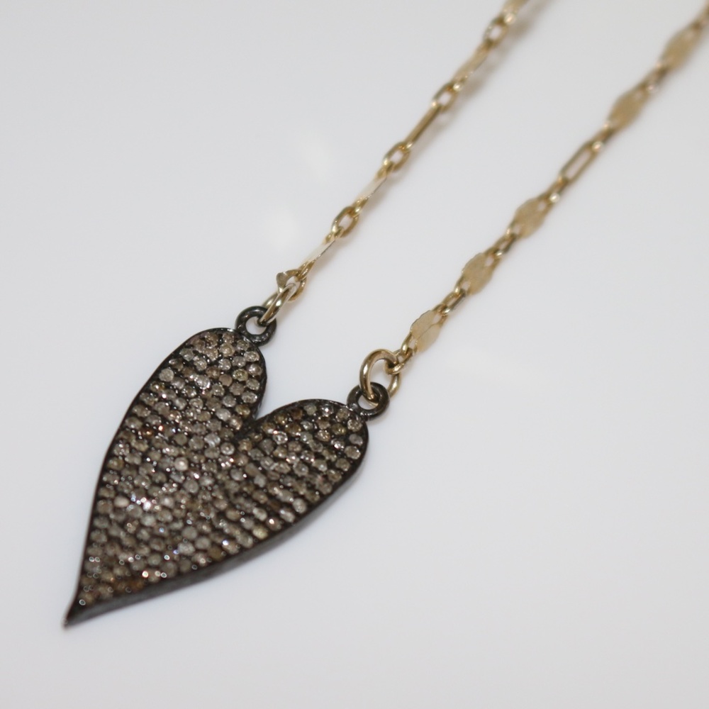 Diamond heart necklace with gold chain